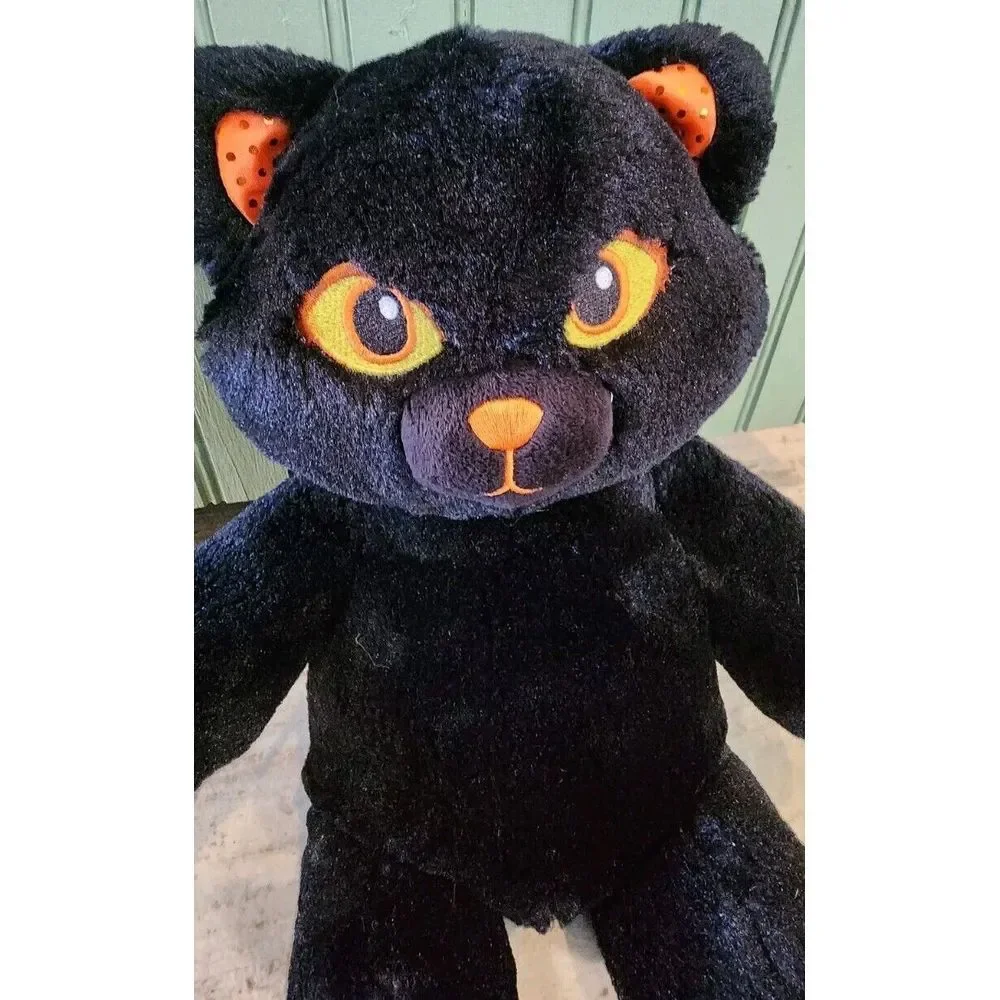 Build A‎ Bear Midnight Sparkle Black Orange Cat Glow In Dark Eyes